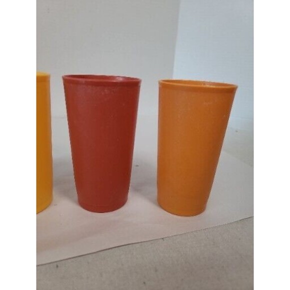 Vintage Tupperware 12 oz Tumbler Cups Autumn Harvest 873 Set of 4 - Picture 3 of 4